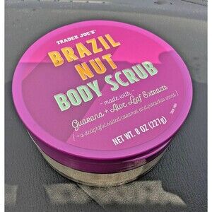 NEW Sealed Trader Joe's Brazil Nut Body Scrub Salted Caramel Scent Pistachio 8oz